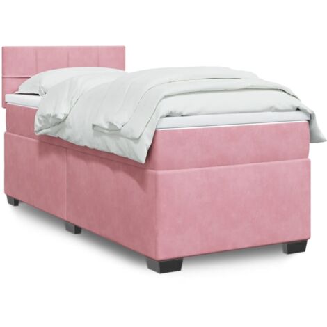 vidaXL Sommier à lattes de lit avec matelas Rose 90x190 cm Velours
