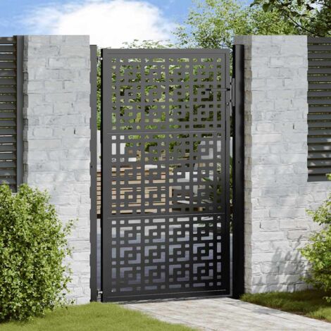 Vidaxl – Portail de jardin noir 105x155 cm – Acier galvanisé résistant aux intempéries – Design découpé au laser – Système de verrouillage sécurisé