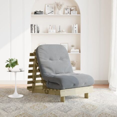 vidaXL Canapé-lit futon avec matelas 70x206x11 cm bois de pin imprégné (1/5)