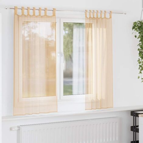 vidaXL Rideaux en voile avec passe-tringles 2 pcs sable