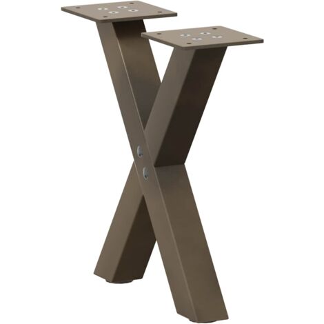 Pieds de table basse en forme de X, 2 pièces, acier naturel, 30 x (30-31) cm vidaXL