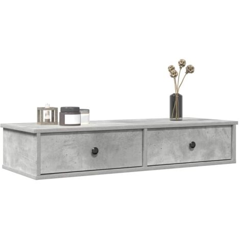 vidaXL Wall Shelf with Drawers Concrete Grey 100x37,5x19 cm Engineered Wood