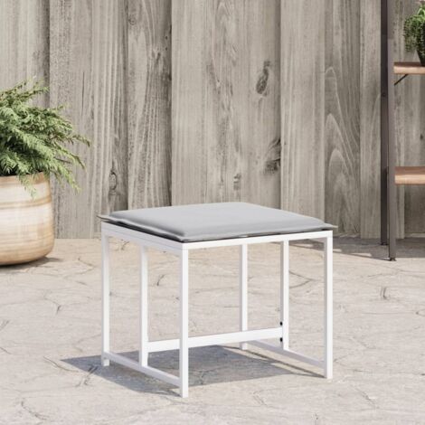 Tabourets de jardin avec coussins 4pcs blanc acier et textilène vidaXL