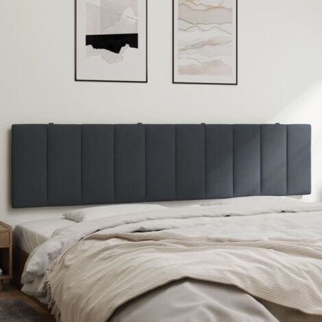 Vidaxl – Coussin de tête de lit 200 cm en velours gris foncé – Rembourrage mousse pour confort – Fixation murale avec bandes auto-agrippantes