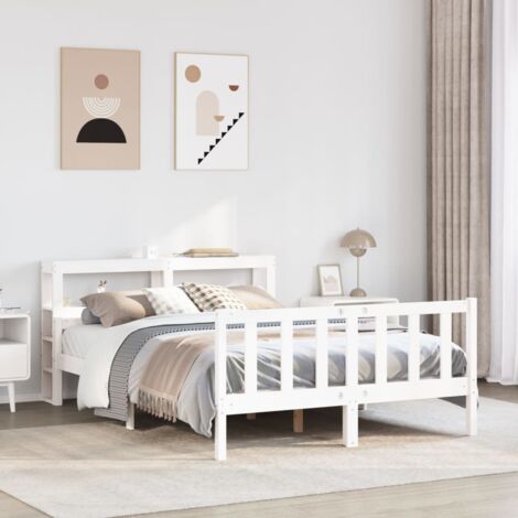 vidaXL Cadre de lit sans matelas blanc 150x200 cm bois de pin massif (1/5)