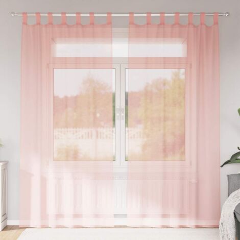 vidaXL Rideaux en voile avec passe-tringles 2 pcs rose (1/5)