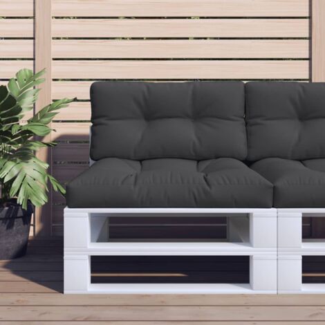 vidaXL Coussins de palette lot de 2 noir tissu (1/6)