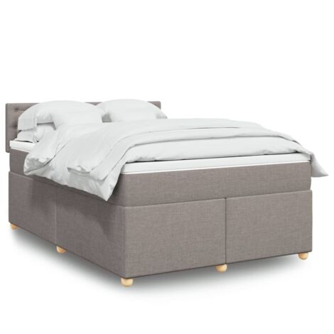 vidaXL Sommier à lattes de lit avec matelas Taupe 160x200 cm Tissu (1/5)