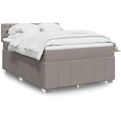 vidaXL Sommier à lattes de lit avec matelas Taupe 140x200 cm Tissu