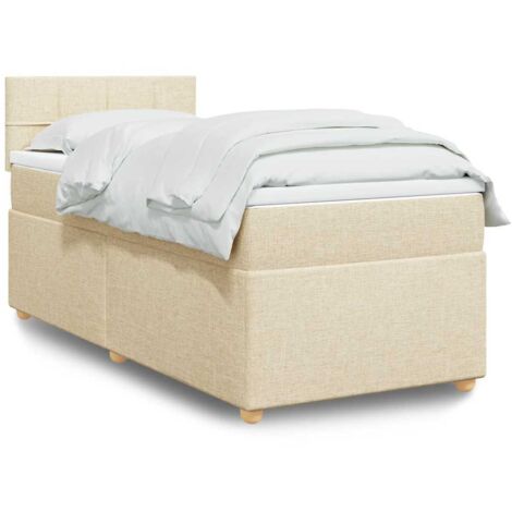 vidaXL Sommier à lattes de lit avec matelas Crème 80x200 cm Tissu (1/5)