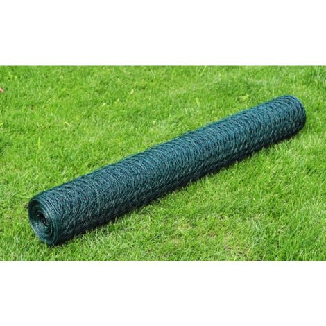 Grillage à poule avec revêtement en PVC 25x0,5 m vert vidaXL