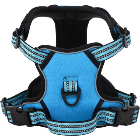 vidaXL Harnais pour chien avec laisse et collier réglables bleu L (1/5)