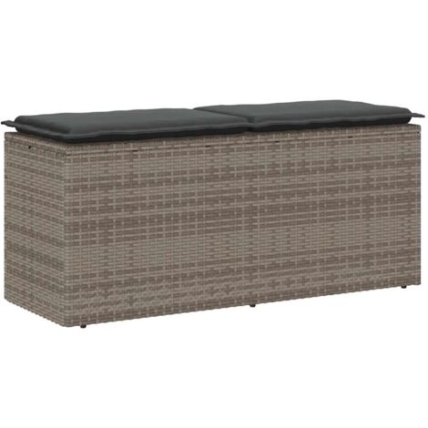 Banc de jardin avec coussin gris 110x40x44 cm résine tressée vidaXL (1/5)