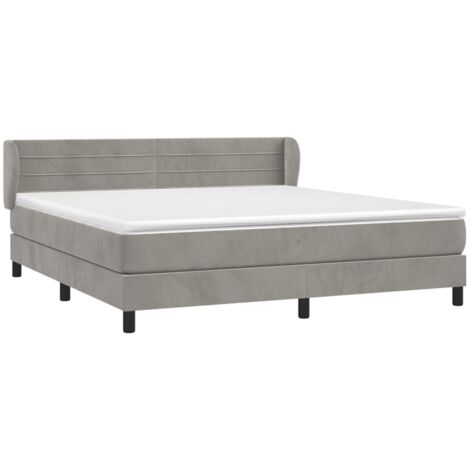 Sommier à lattes de lit et matelas Gris clair 180x200cm Velours vidaXL
