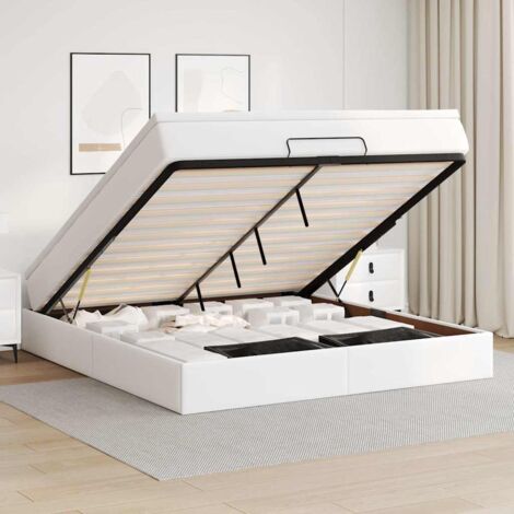 vidaXL Cadre de lit ottoman avec matelas blanc 180x200 cm similicuir (1/5)