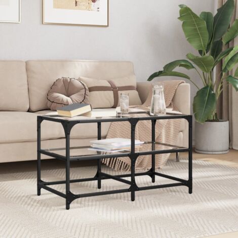 vidaXL Table basse avec dessus en verre transparent 78,5x40x45cm acier (1/5)