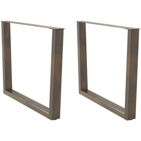 Pieds de table à manger en forme de V, 2 pièces, acier naturel, 100 x (72-73,3) cm vidaXL