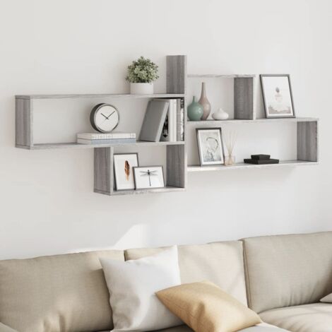 vidaXL Wall Shelf Grey Sonoma 167,5x18x68 cm Engineered Wood