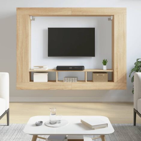 Vidaxl – Meuble TV chêne sonoma 152x22x113 cm – Bois d'ingénierie – Résistant à l'humidité – Fixation murale pour gain de place