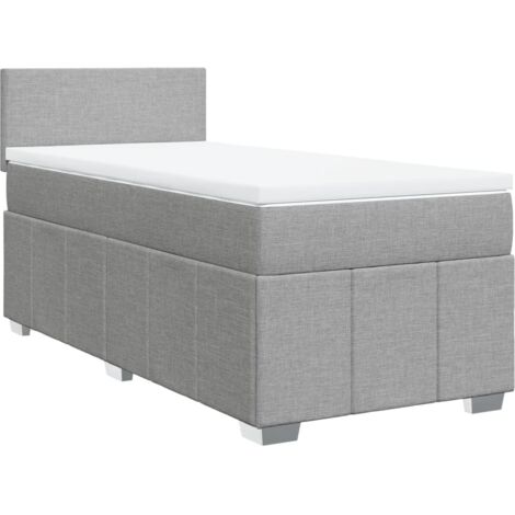 Sommier à lattes de lit avec matelas Gris clair 100x200cm Tissu vidaXL