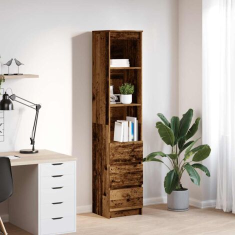 Buffet haut 37,5x35x180 cm vieux bois bois d'ingénierie vidaXL