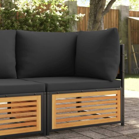 Vidaxl – Canapé d'angle de jardin en bois d'acacia massif – Coussins épais amovibles – Conception modulaire – Dimensions 68x68x64cm