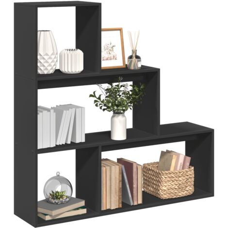 vidaXL Étagère séparatrice de pièce à 3 niveaux noir 123x29x123 cm