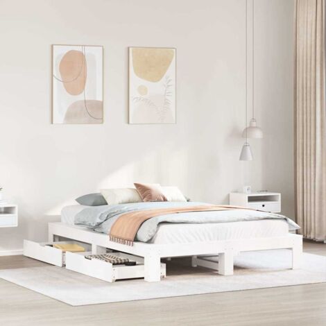 vidaXL Cadre de lit sans matelas blanc 150x200 cm bois de pin massif (1/5)