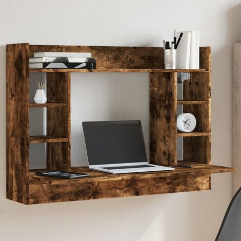 Bureau mural chêne fumé 105x48x75 cm bois d'ingénierie vidaXL