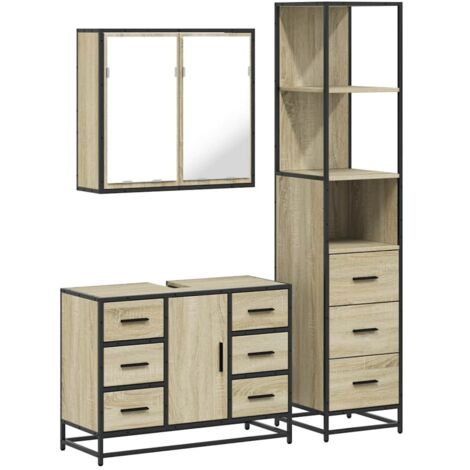 vidaXL Ensemble de meubles de salle de bain 3 pcs chêne sonoma (1/5)