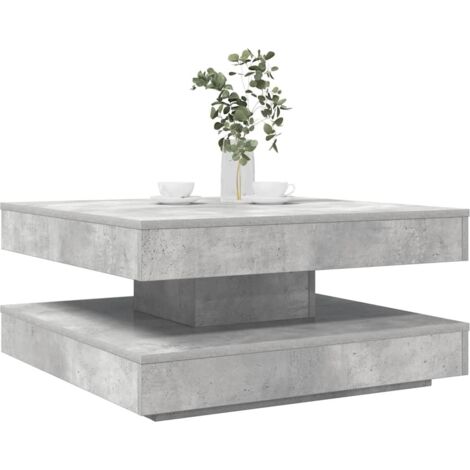 vidaXL Table basse rotative à 360 degrés gris béton 70x70x34,5 cm