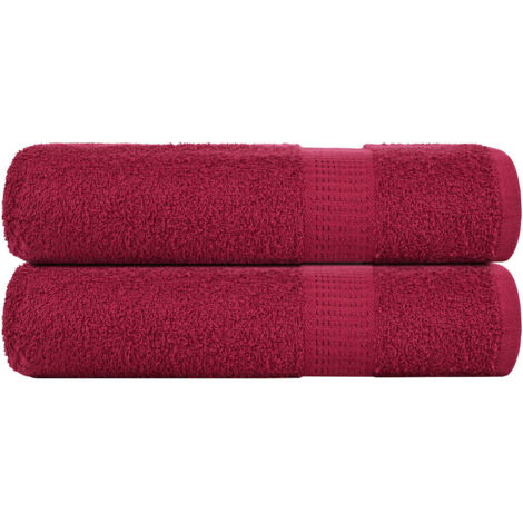 vidaXL Serviettes de bain 2 pcs bordeaux 100x150cm 360 g/m² 100% coton