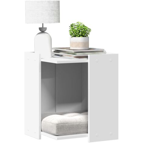 Vidaxl – Meuble bac à litière pour chat – Bois d'ingénierie blanc – Design compact pour petits espaces – Entretien facile et discret (1/5)