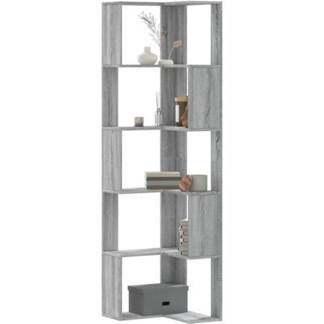 Vidaxl – Bibliothèque d'angle 5 niveaux en bois d'ingénierie sonoma gris – Dimensions 50x50x179 cm – Résistante à l'humidité et déformation
