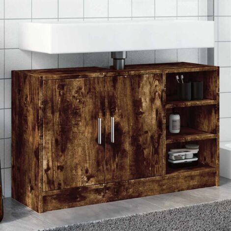 vidaXL Armoire d'évier chêne fumé 90x29x55 cm bois d'ingénierie