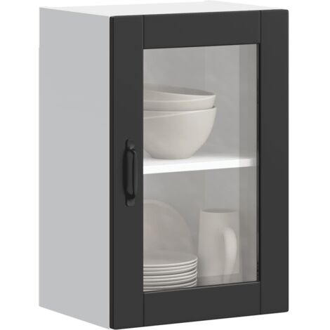 vidaXL Armoire murale de cuisine avec porte en verre Porto noir