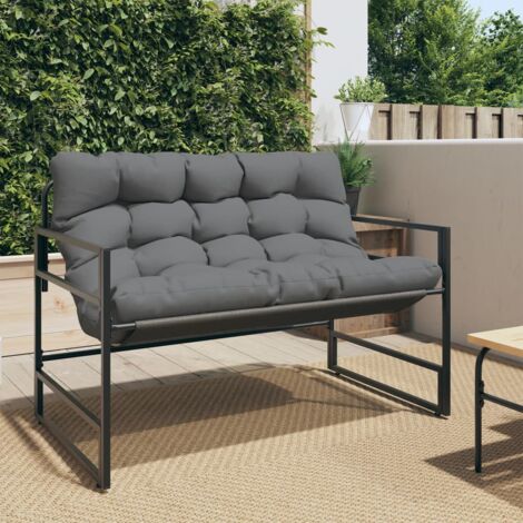 Vidaxl – Banc de jardin avec coussin épais 113 x 67 x 76 cm – Acier enduit de poudre – Capacité 220 kg – Housse imperméable recommandée