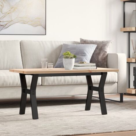 Table basse cadre en Y 100x50x45,5 cm bois de pin massif acier vidaXL