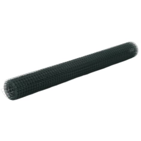 vidaXL Chicken Wire Fence Steel with PVC Coating 10x1,5 m Green