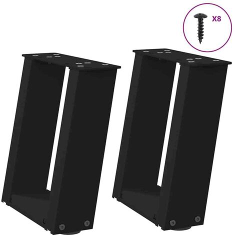 vidaXL Pieds de table basse en U 2 pièces Noir 30 x (30-31) cm Acier