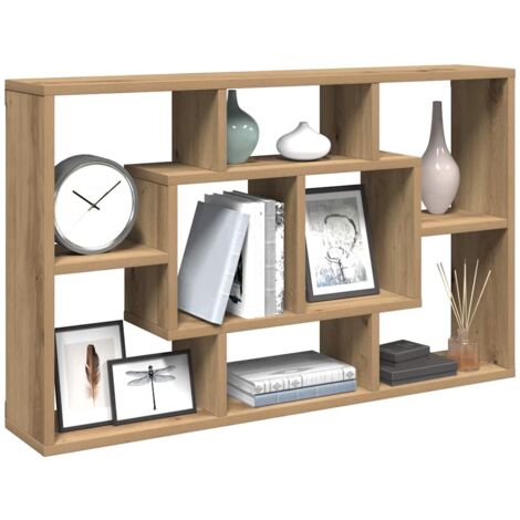 Vidaxl – Étagère murale chêne artisanal 85x16x52,5 cm – Bois d'ingénierie – 8 compartiments – Charge maximale 40 kg – Fixation murale