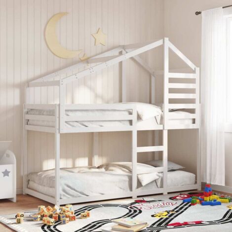 Lit superposé sans matelas blanc 90x200 cm bois de pin massif vidaXL