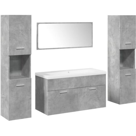 vidaXL Ensemble de meubles de salle de bain 5 pcs gris béton (1/5)