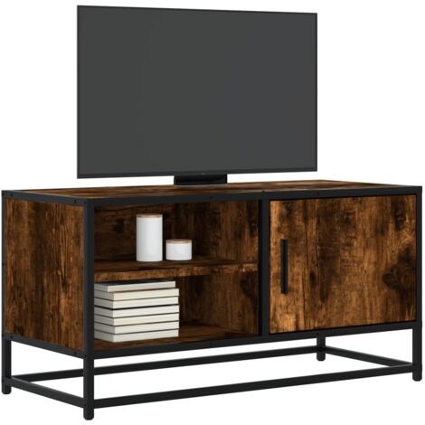 vidaXL TV Cabinet Smoked Oak 80x34,5x40 cm Engineered Wood and Metal (1/5)
