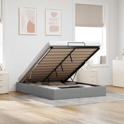 vidaXL Cadre de lit ottoman sans matelas gris clair 140x200 cm tissu