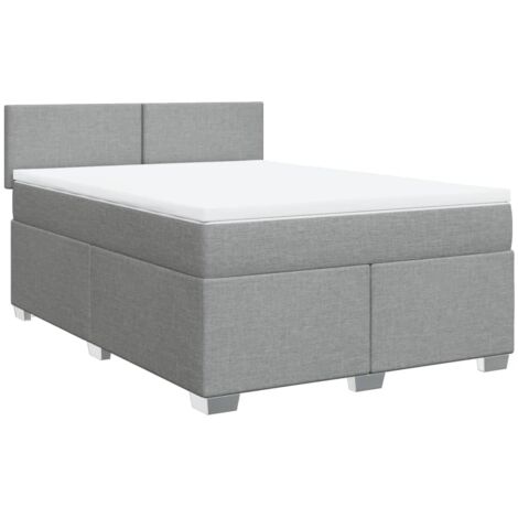 Sommier à lattes de lit avec matelas Gris clair 140x200cm Tissu vidaXL