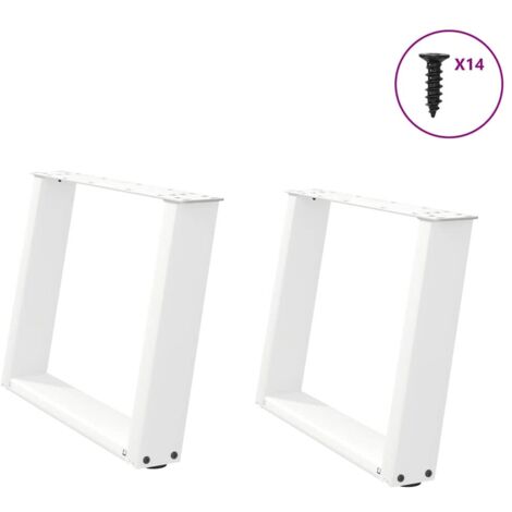 vidaXL Pieds de table basse en U 2 pièces Blanc 60 x (42-43) cm Acier