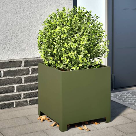 vidaXL Jardinière vert olive 40x40x40 cm acier (1/5)
