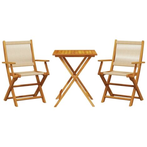 Ensemble de bistro 3 pcs beige polypropylène et bois massif vidaXL (1/5)