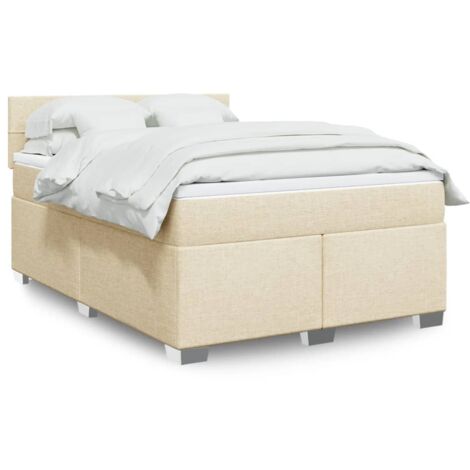 vidaXL Sommier à lattes de lit avec matelas Crème 160x200 cm Tissu